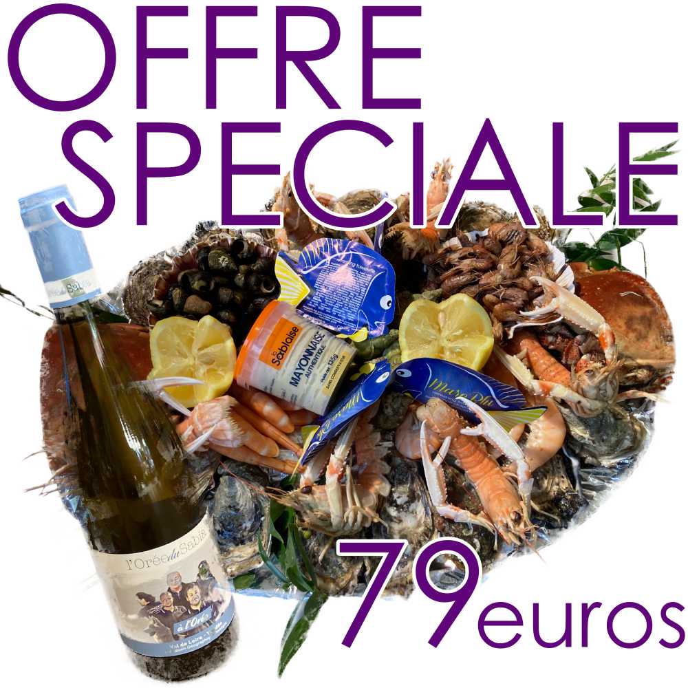 OFFRE Plateau de Fruits de mer pour 2 personnes + 1 bouteille  Chardonnay Val de Loire