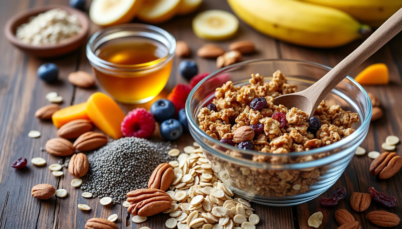 apprenez à préparer un granola maison sain et savoureux avec notre recette facile. découvrez des ingrédients naturels pour un petit-déjeuner gourmand et équilibré.