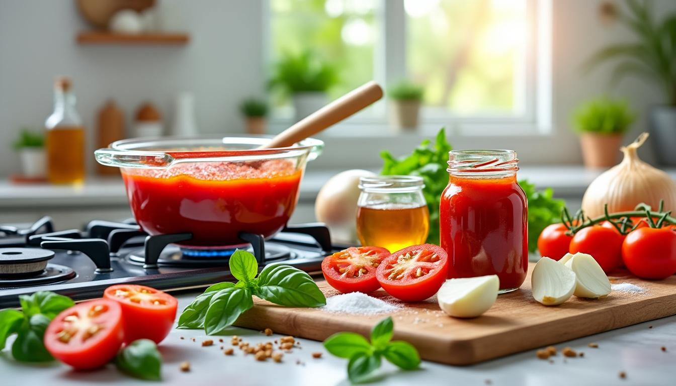 découvrez comment préparer un ketchup maison savoureux avec des ingrédients frais et une recette simple pour un condiment délicieux et naturel.