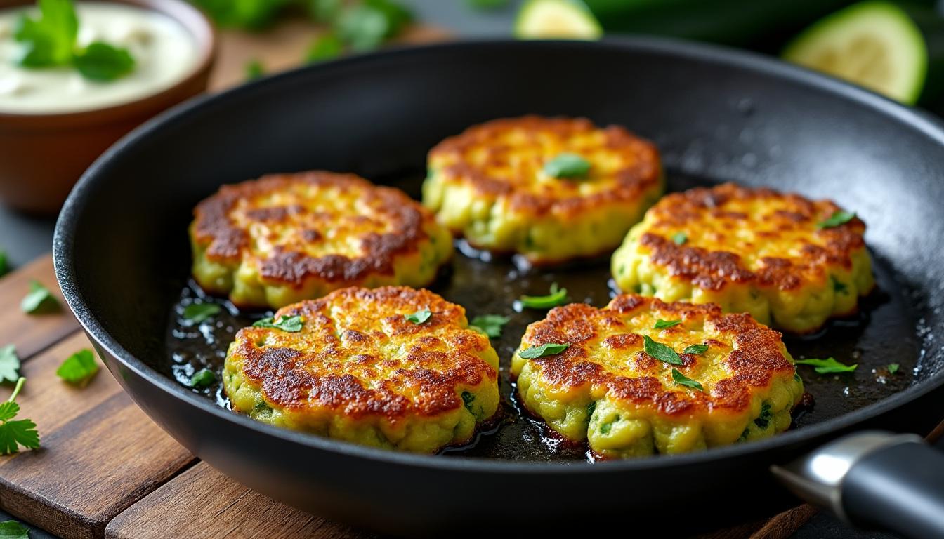 découvrez la recette rapide et simple des beignets de courgette à la poêle, parfaits pour un apéritif croustillant et savoureux à partager.