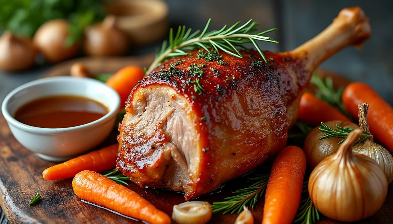 découvrez l'astuce simple pour réussir un jarret de porc au four tendre et savoureux, parfait pour un repas réconfortant et gourmand.