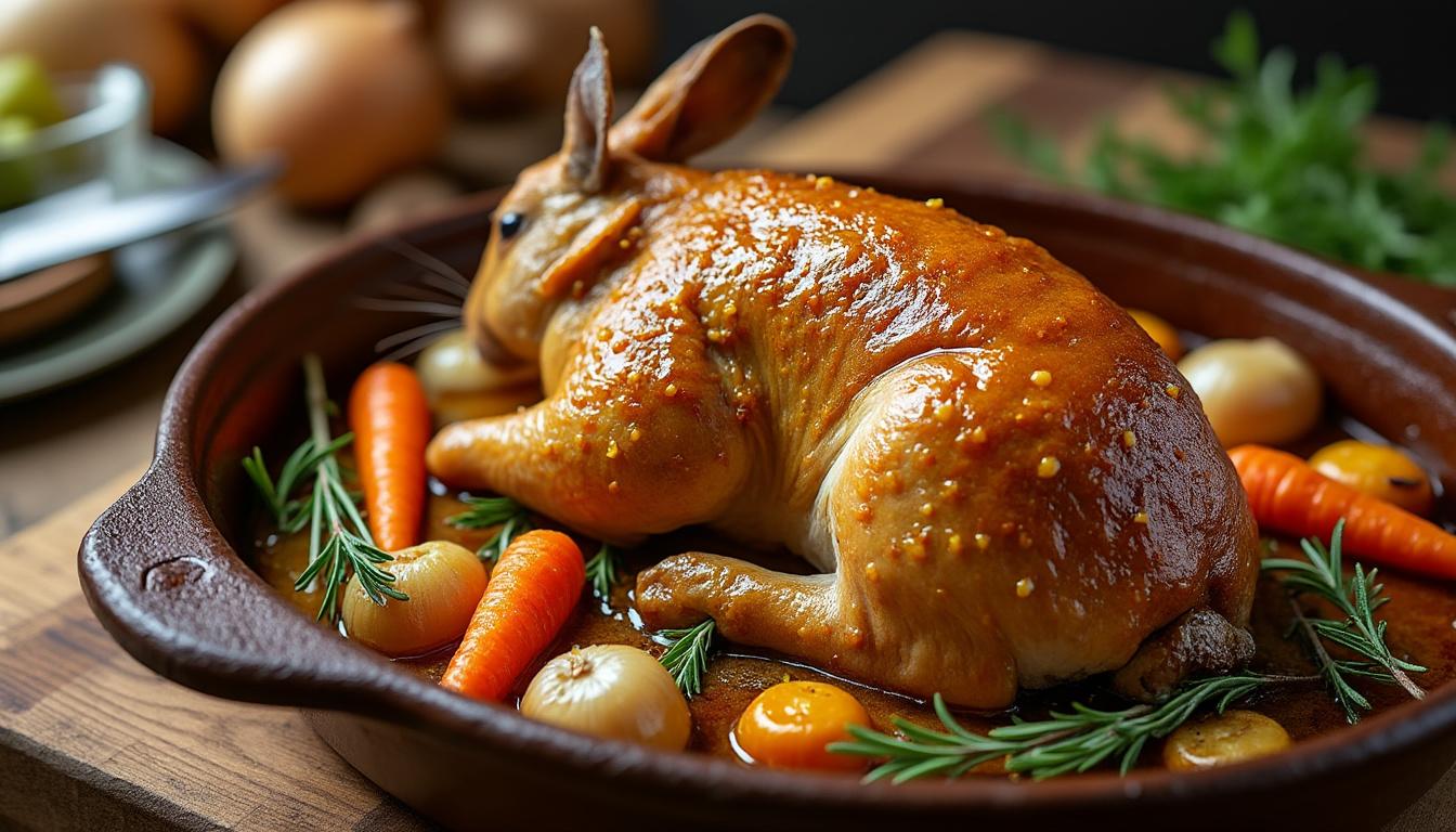 découvrez notre recette de lapin à la moutarde au four, l'astuce parfaite pour obtenir une viande tendre et savoureuse à chaque cuisson.