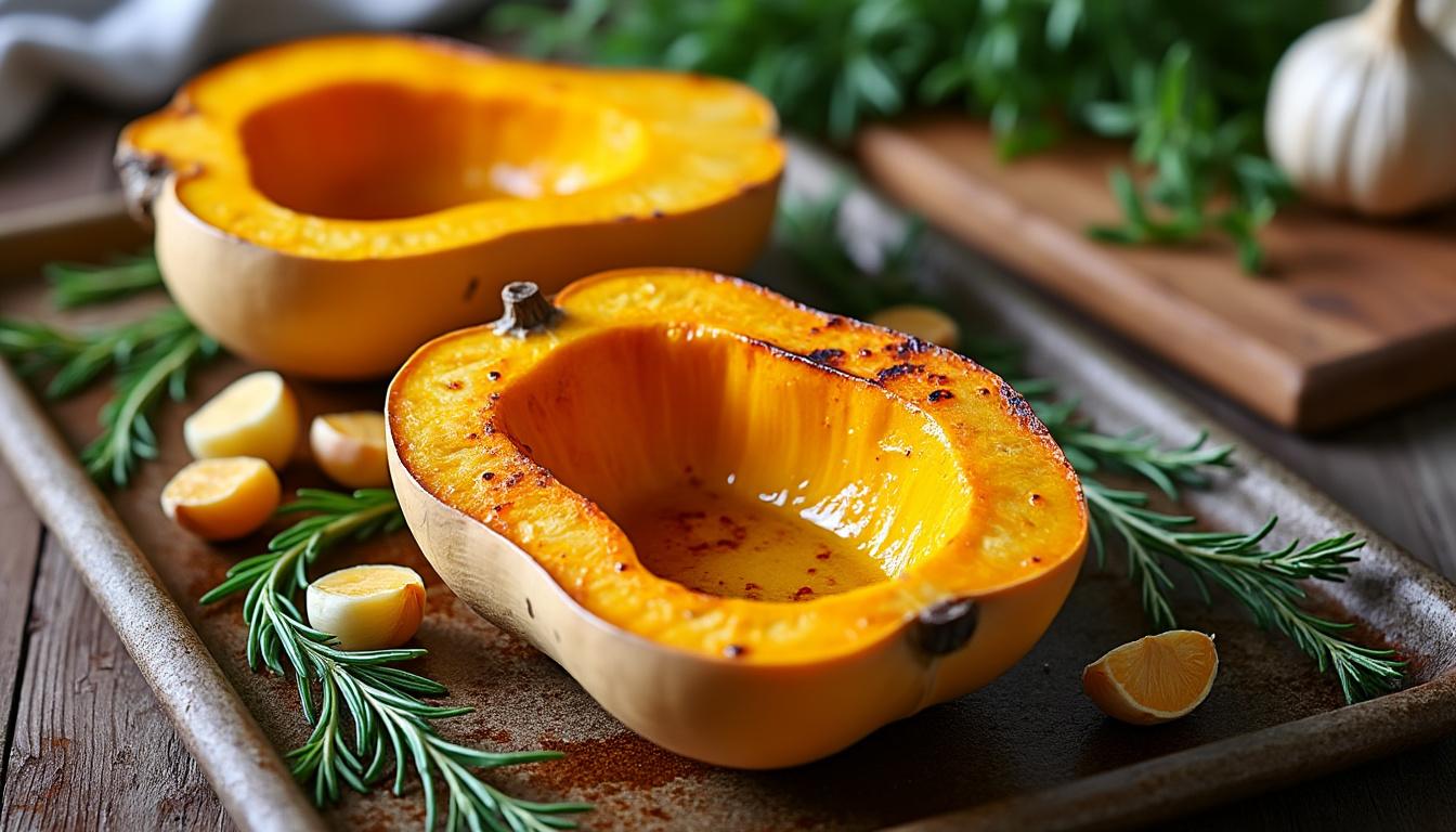 découvrez notre recette de butternut au four avec des astuces simples pour obtenir une chair fondante et délicieusement parfumée à chaque cuisson.