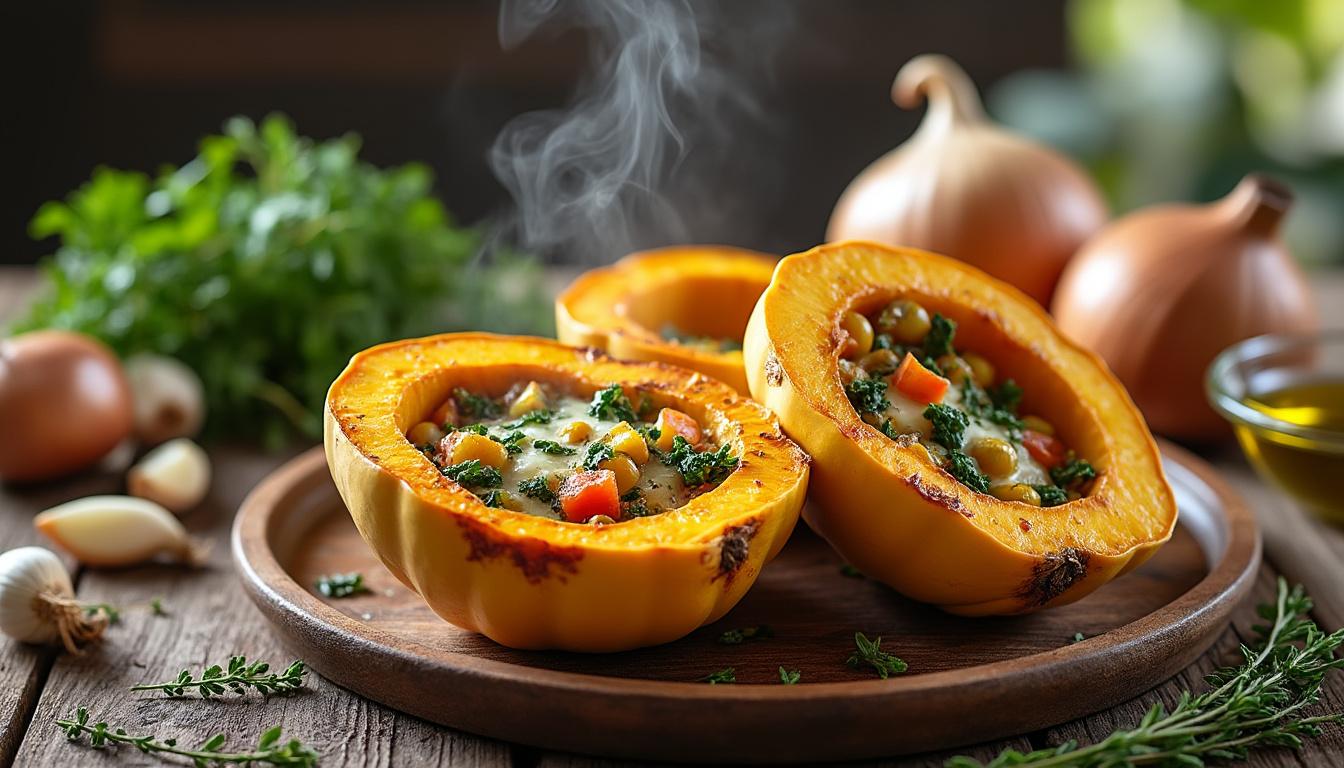 découvrez notre recette facile de potimarron farci au four, riche en saveurs et parfaite pour un repas rapide. astuces et conseils pour réussir un plat gourmand et réconfortant.