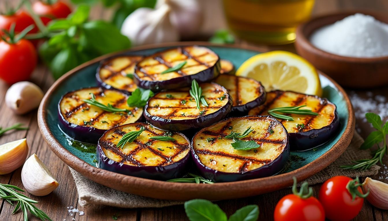 découvrez notre recette simple d'aubergines grillées au four pour des saveurs méditerranéennes intenses et un plat savoureux et facile à préparer.