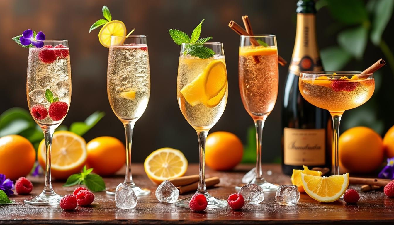 découvrez 5 recettes originales de cocktails au champagne pour rendre vos apéritifs festifs encore plus élégants et savoureux. idées faciles et raffinées pour impressionner vos invités.