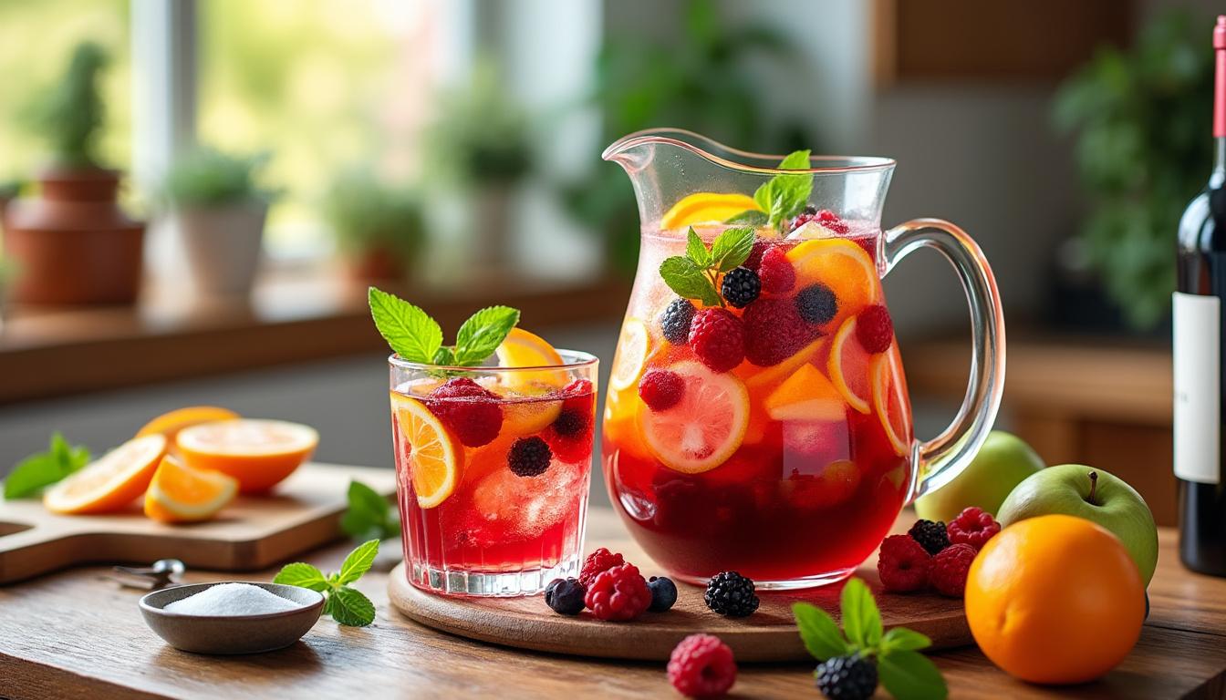 découvrez notre recette de sangria rouge facile pour un cocktail maison fruité et parfaitement équilibré, idéal pour vos moments conviviaux.