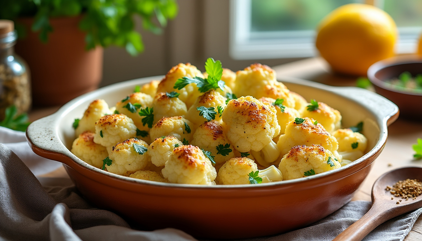 découvrez une recette simple et rapide de chou-fleur au four, idéale pour un plat savoureux, léger et sain. parfait pour un repas équilibré et gourmand.