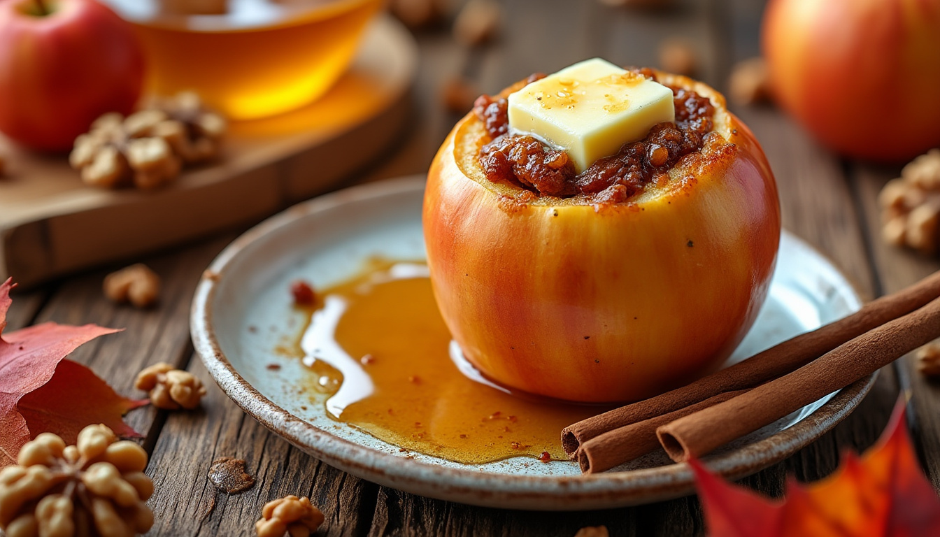 découvrez la pomme au four, un dessert réconfortant qui met en valeur les saveurs chaleureuses de l'automne avec douceur et gourmandise.
