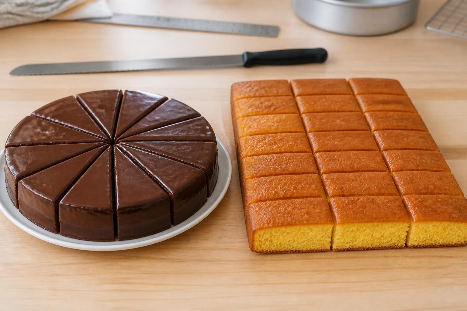 calculez précisément le nombre de parts pour vos gâteaux ronds ou rectangulaires en fonction de leur taille. guide pratique pour réussir vos découpes et partager facilement.