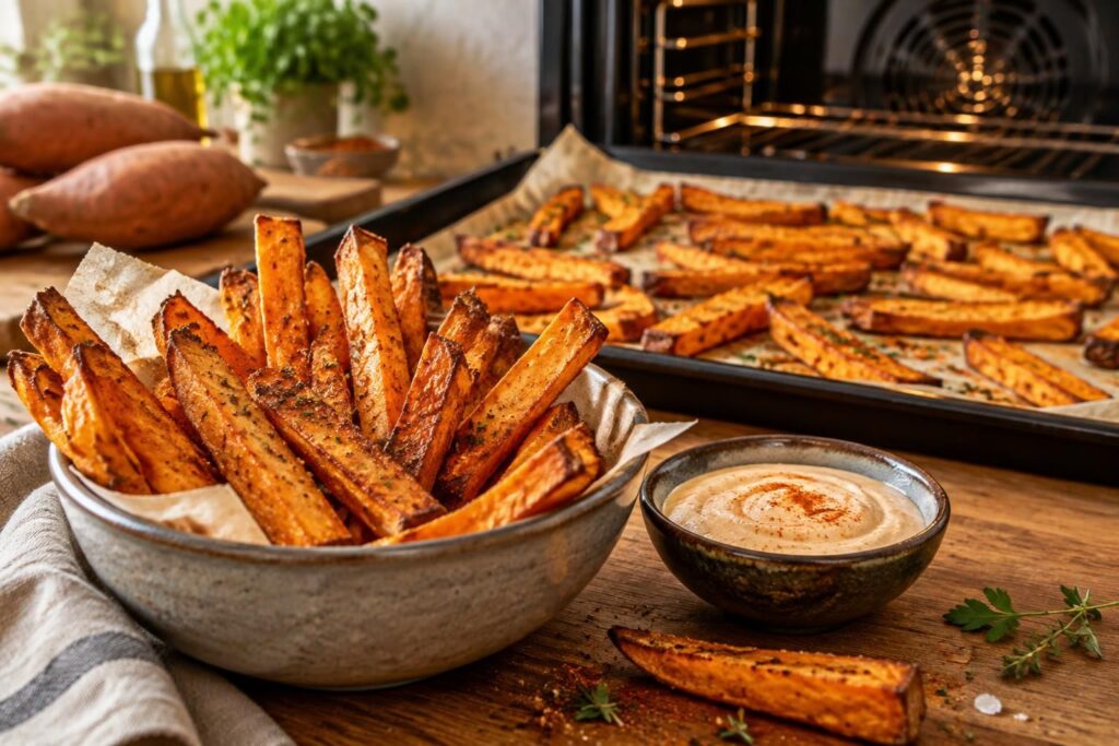 découvrez comment réussir la cuisson des frites de patate douce au four et obtenir des frites bien croustillantes grâce à nos astuces simples.