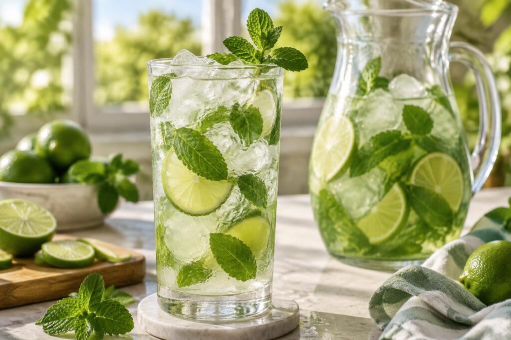rafraîchissez vos journées chaudes avec une boisson maison à la menthe, facile à préparer, délicieusement parfumée et pleine de fraîcheur.