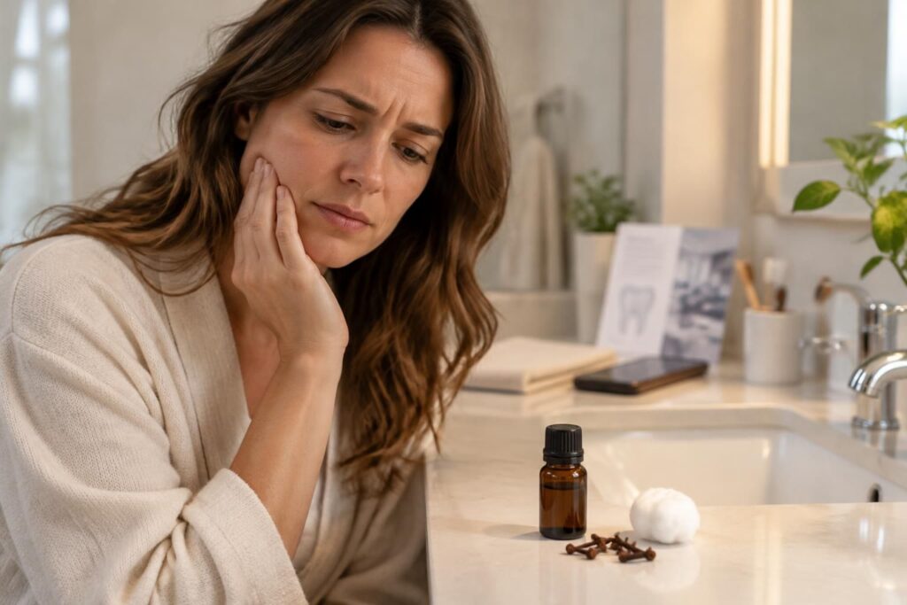 huile essentielle de clou de girofle contre le mal de dent : découvrez les précautions d’usage, les risques et quand consulter un dentiste.