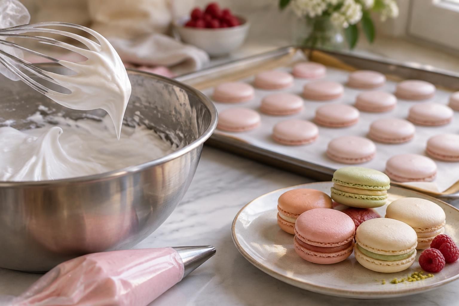 découvrez comment réussir vos macarons avec une meringue française : astuces, étapes clés et conseils pour obtenir des coques légères et parfaitement lisses.