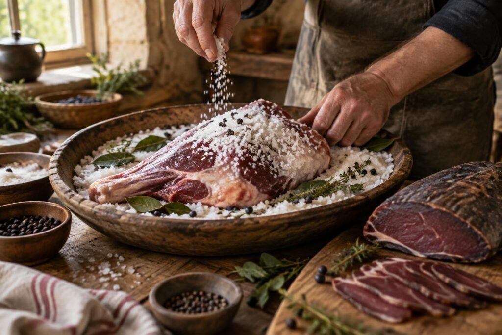 découvrez comment préparer du sanglier séché au sel selon la méthode traditionnelle : salage, séchage et conseils pour une charcuterie savoureuse.